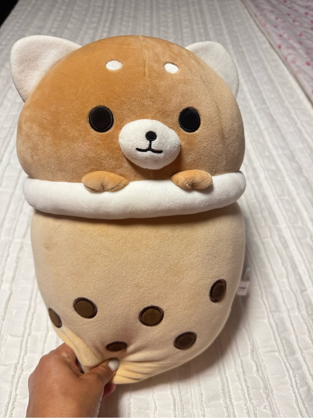 Plush Shiba Inu Bubble Tea Stuffed Animal - Tan & Cream